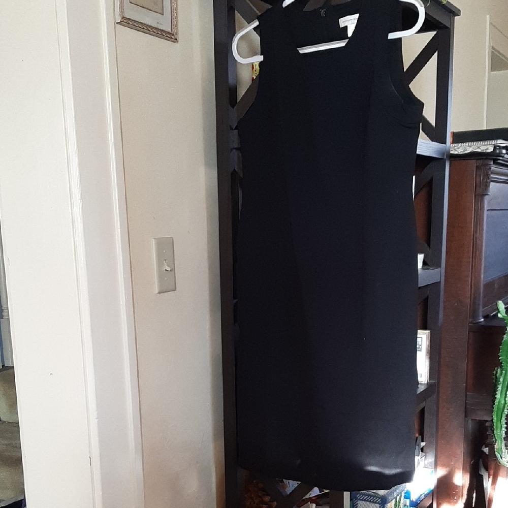 Christopher & Banks Black Sleeveless Midi Shift Dress Sz 8